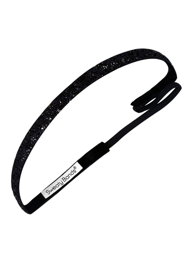 Sweaty Bands Womens Girls Headband - Non-Slip Velvet-Lined Sparkle Hairband - Viva Diva Black 3/8-Inch