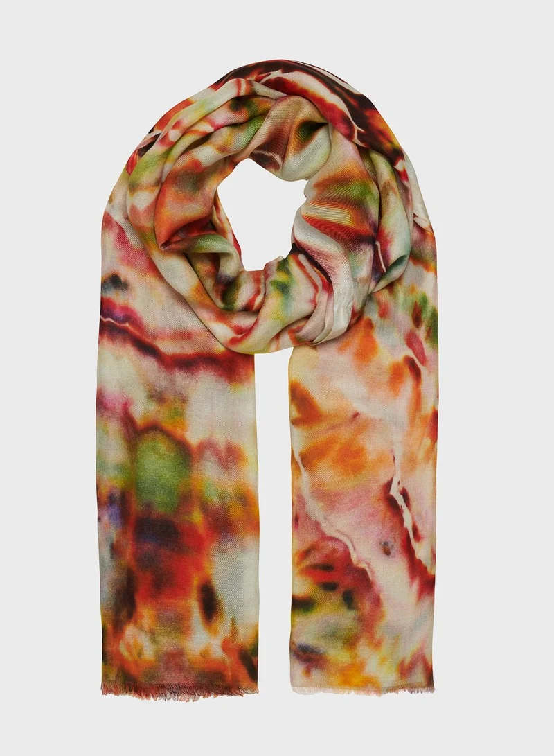 leem Circular Tie Dye Effect Print Scarf
