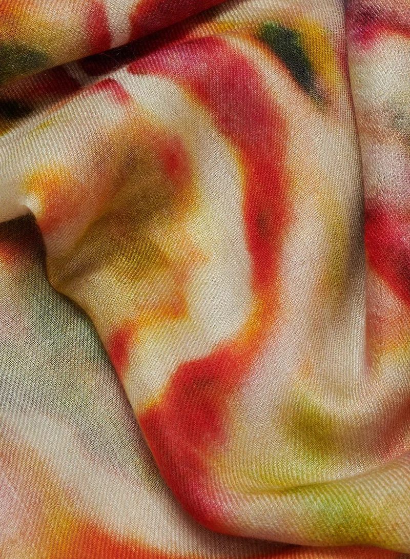 leem Circular Tie Dye Effect Print Scarf