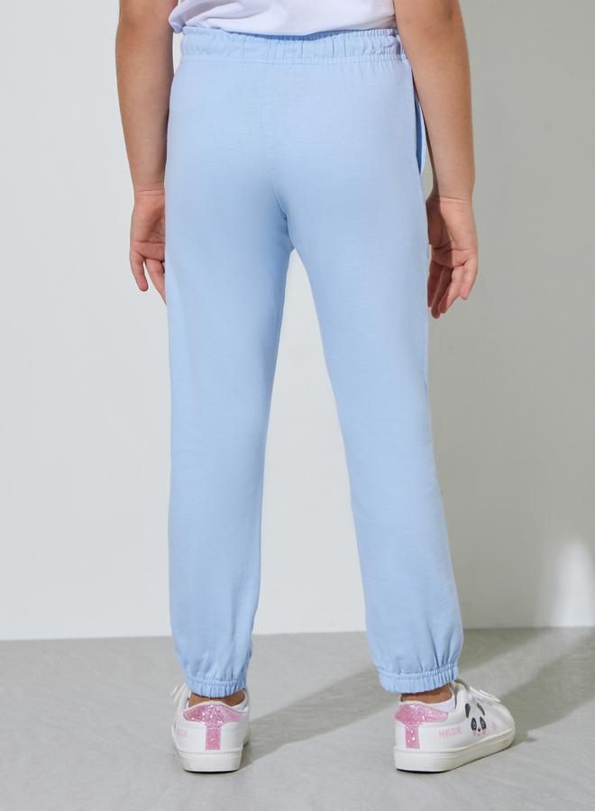 Styli Girls Blue Pintuck and Patchwork Details Cuffed Joggers - Image 3