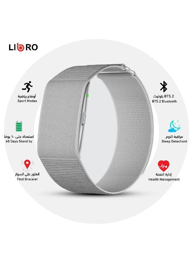 Libro Fitness Tracker Smart Bracelet Grey, Blood Pressure Monitor, Heart Rate & SpO2 Tracking, Sleep Monitor, 60 Days Battery Life, 10M Waterproof, Activity Tracker – LIBRO NURU Grey - Image 1
