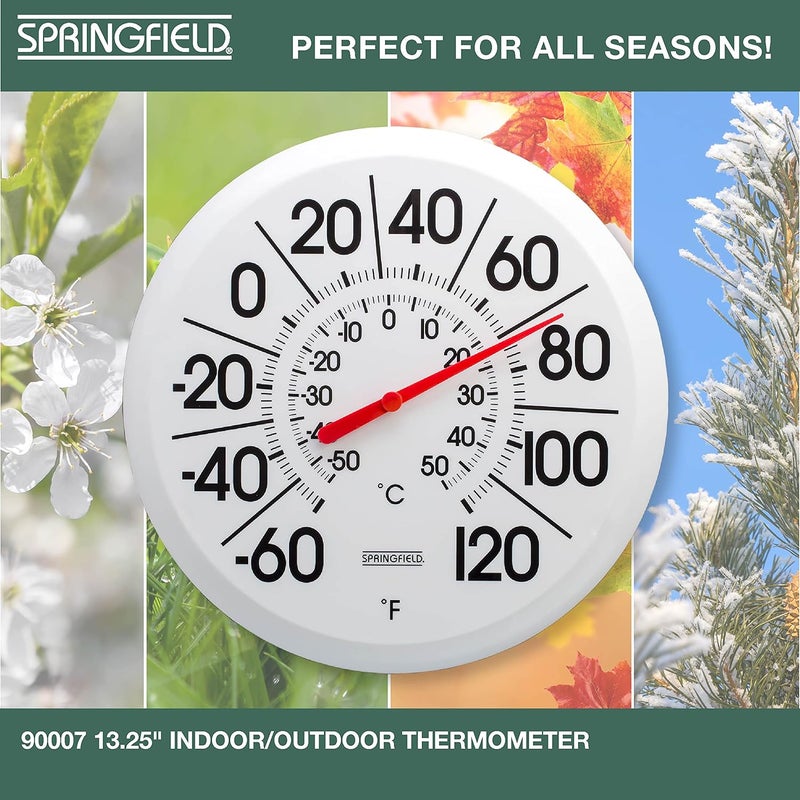 Springfield Indoor Outdoor Big and Bold Thermometer with Mounting Bracket, Easy to Read Numbers for Patio, Pool, and Indoor Areas, 13.25-Inch, White - Image 4