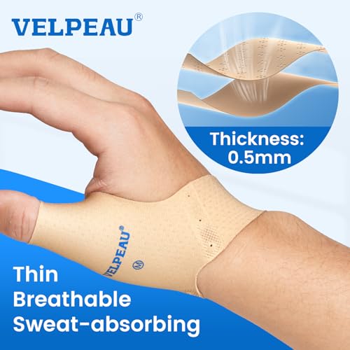 Velpeau كم ضاغط للإبهام من فيلبو لعلاج التهاب الأوتار (عبوة 2)، بتقنية خالية من الخياطة، لفافات قفازات لتخفيف آلام التهاب المفاصل للنساء والرجال، بطانة جبيرة، يناسب كلا اليدين (كاكي، النسخة القصيرة، S) - Image 2