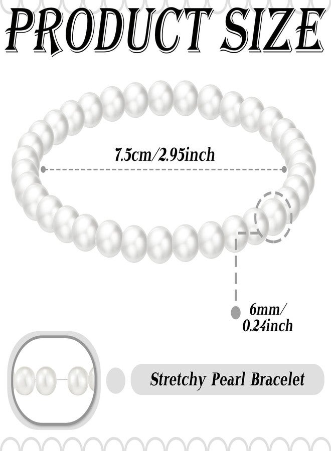 Herdear 50 Pcs Pearl Bracelets for Women Wedding Bridal Elastic Stretch Faux Pearl Bracelet Stack Bulk for Party Favor Jewelry Gifts (White) - Image 3