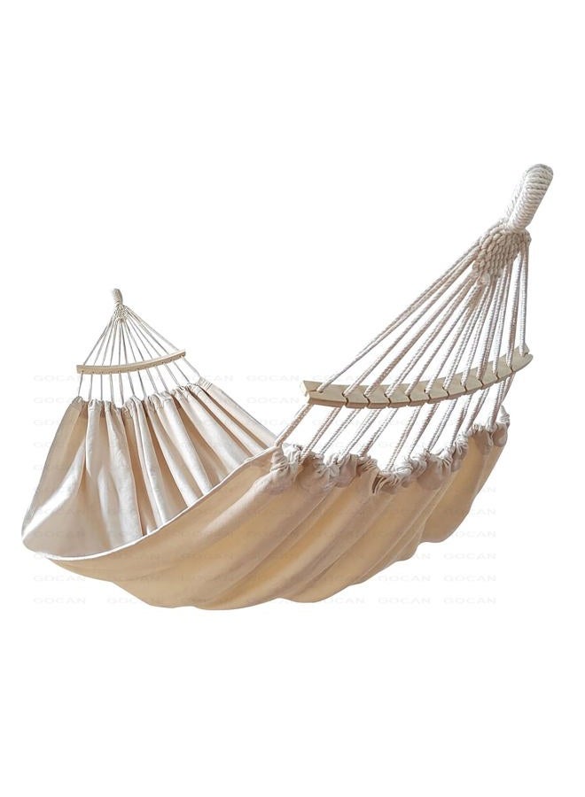 GOCAN Double Hammock 2 Person Extra Large 220x150cm Total Length 330cm Load 500lb Canvas Cotton Hammock for Patio Porch Garden Backyard Lounging Outdoor and Indoor with Removable Spreader bar - Image 1