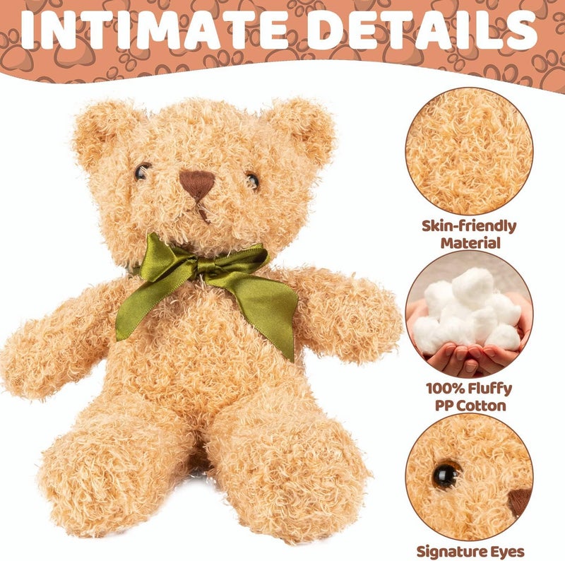 3 Packs Teddy Bear Stuffed Animals 3 Colors Plush Toys with 6 Pieces Bow Ties 9 Inch Height Cute Soft Teddy Bears Gift for Baby Shower Wedding Birthday Party Favors (Dark Brown, Golden, White) - Image 4