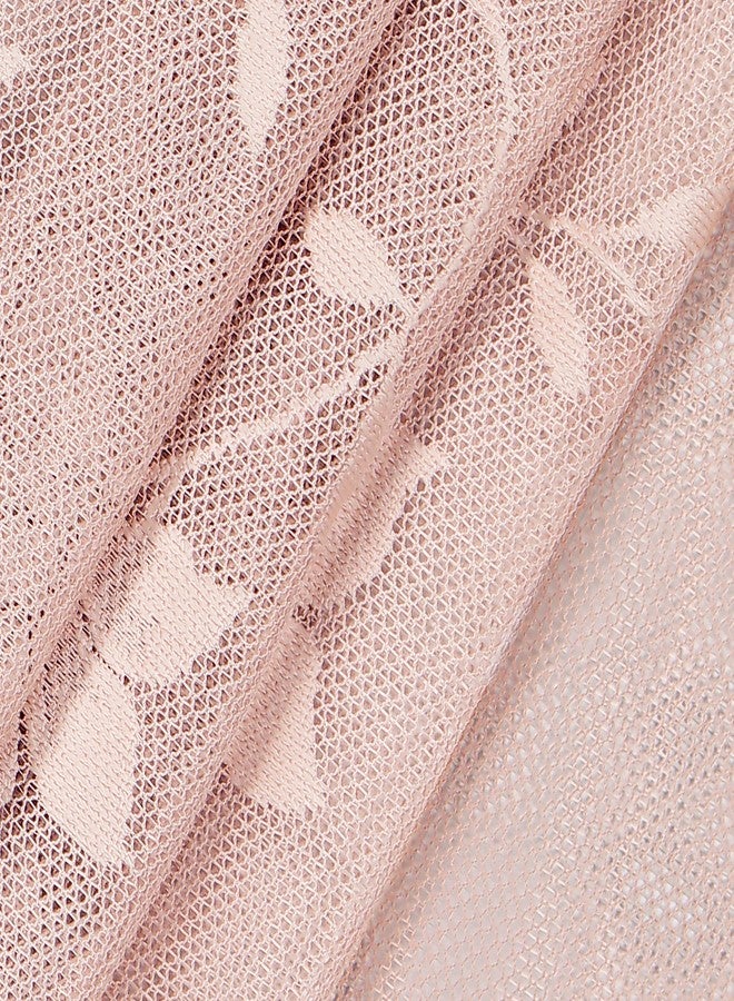 ويفرلي ستارة نافذة أنيقة وخفيفة الوزن من الدانتيل الوردي الفاتح من ويفرلي شيري، مزينة بنقوش زهور، مع جيب للعمود، مناسبة لغرفة المعيشة (لوحة واحدة)، 54 بوصة × 84 بوصة، لون وردي فاتح - Image 3