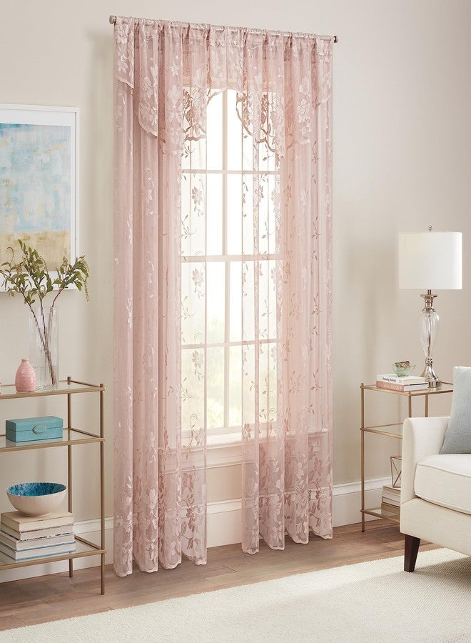 ويفرلي ستارة نافذة أنيقة وخفيفة الوزن من الدانتيل الوردي الفاتح من ويفرلي شيري، مزينة بنقوش زهور، مع جيب للعمود، مناسبة لغرفة المعيشة (لوحة واحدة)، 54 بوصة × 84 بوصة، لون وردي فاتح - Image 4