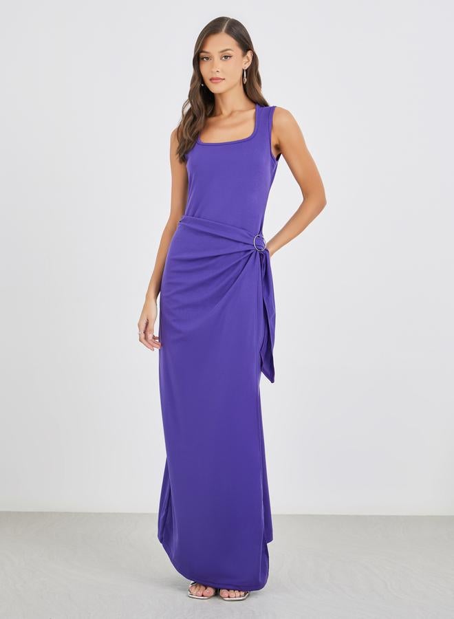 Styli Plain Strappy Sheath Maxi Dress with Buckle - Image 2
