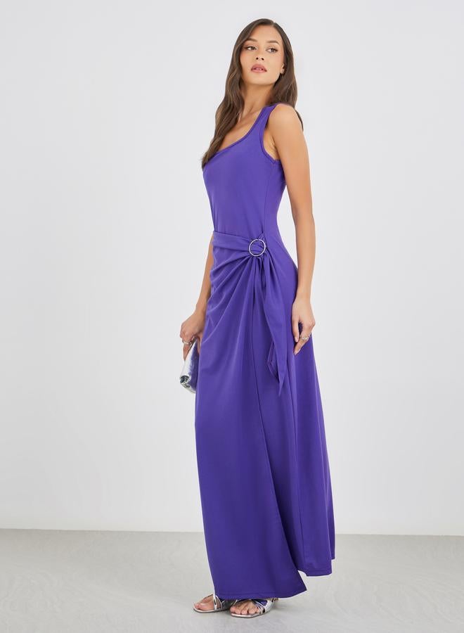 Styli Plain Strappy Sheath Maxi Dress with Buckle - Image 1