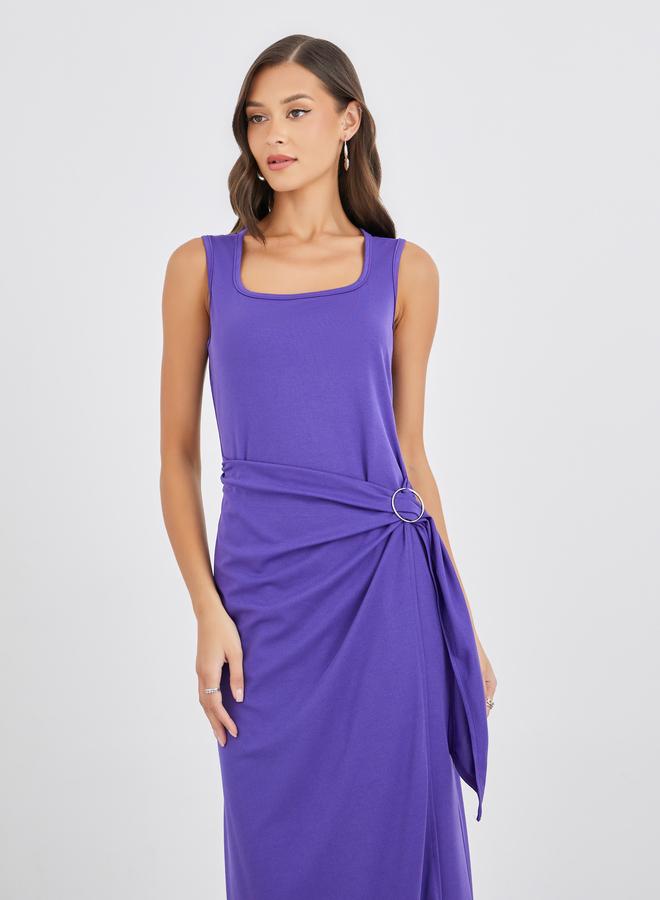 Styli Plain Strappy Sheath Maxi Dress with Buckle - Image 3