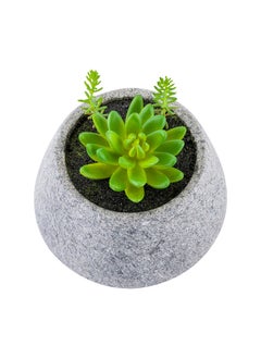 Restaurantware Restaurantware-6.5 x 7 Inch Faux Succulent Arrangement, 1 Realistic Artificial Succulent - In Gravel Concrete Planter, Use As Table Decor, Shelf Decor, Or Centerpiece, Plastic Fake Desk Plant, Round  - Image 2