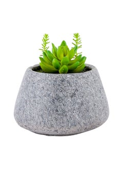 Restaurantware Restaurantware-6.5 x 7 Inch Faux Succulent Arrangement, 1 Realistic Artificial Succulent - In Gravel Concrete Planter, Use As Table Decor, Shelf Decor, Or Centerpiece, Plastic Fake Desk Plant, Round  - Image 3