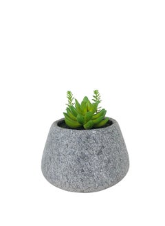 Restaurantware Restaurantware-6.5 x 7 Inch Faux Succulent Arrangement, 1 Realistic Artificial Succulent - In Gravel Concrete Planter, Use As Table Decor, Shelf Decor, Or Centerpiece, Plastic Fake Desk Plant, Round  - Image 1