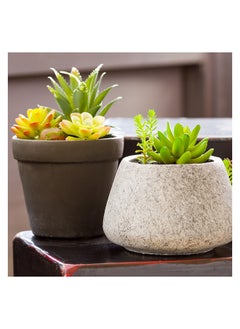 Restaurantware Restaurantware-6.5 x 7 Inch Faux Succulent Arrangement, 1 Realistic Artificial Succulent - In Gravel Concrete Planter, Use As Table Decor, Shelf Decor, Or Centerpiece, Plastic Fake Desk Plant, Round  - Image 4