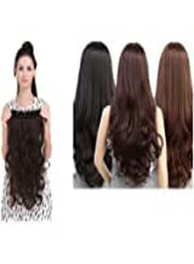 Mahi Volume150gm 26Inch 5 Clips Curly/Wavy Hair Extension Maroon+Brown)1 - Image 5