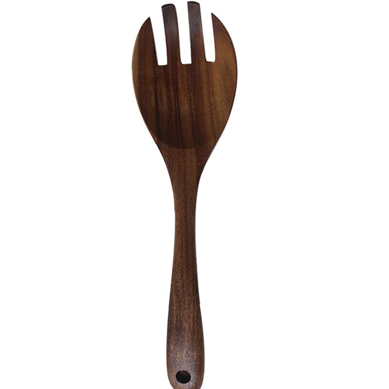 4 PCS Non Stick Cookware Salad Serving Set Cooking Spoon And Fork Utensils Wood Tableware(Fork and Spoon) - Image 4
