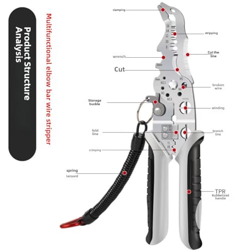 ELMVIA All in 1 Multifunction Stainless Steel Wire Stripper/Wire Crimping Tool, Wire Cutter, Wire Crimper, Cable Stripper, Wiring Tools and Multi-Function Hand Tool (13 IN 1) - Image 5