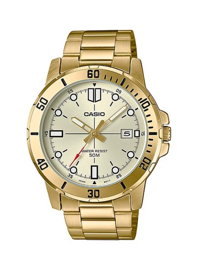 CASIO Men's Water Resistant Analog Watch MTP-VD01G-9EVUDF - 45 mm - Gold