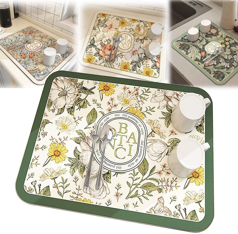 klarako Fantasy Style Draining Mat, Kitchen Super Absorbent Draining Mat Dishes, Absorbent Draining Mat (D,15.75x19.68inch) - Image 1