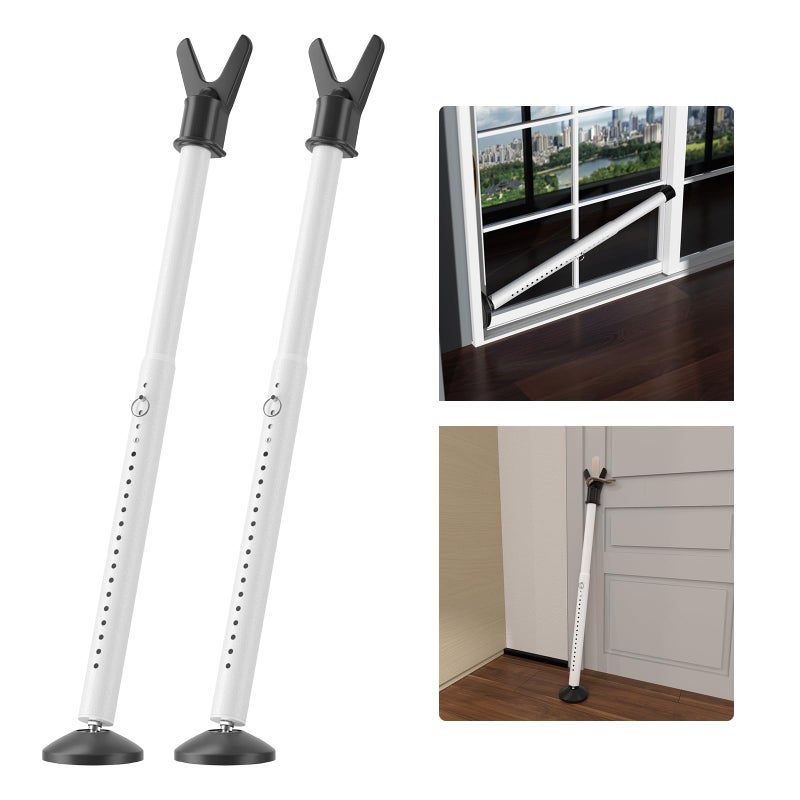 Keplrend Door Stoppers Security Bar 2 Pack - Heavy Duty Door Jammer - Adjustable Sliding Door Lock Bar - Door Barricade Security Bars for Window, Front Door, Patio Door, Apartment, Home, Hotel Room - Image 1