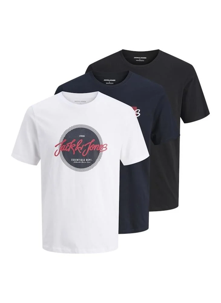 JACK & JONES 3 Pack Of Graphic Crew Neck T-Shirt