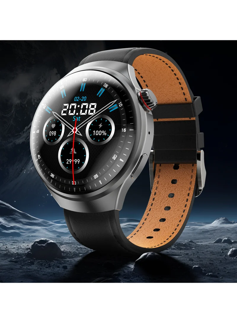 Pebble Dome 1.52" Spherical Amoled Display, India's First 3D Spherical Display, Premium Metal Built, leather Strap, Wireless Charging
