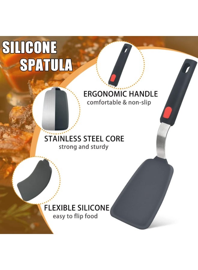 Silicone Spatula Turner Set of 3, 600F Heat Resistant Cooking Spatulas for Nonstick Cookware, Large Flexible Kitchen Utensils BPA Free Rubber Spatula Set for Egg, Pancake, Fish, Burger - Image 2