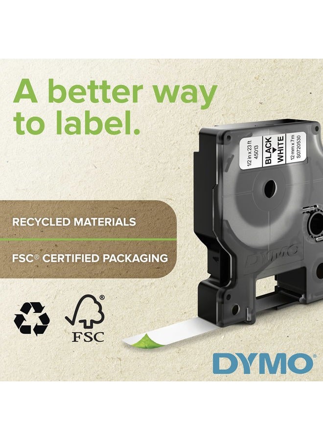 Dymo D1 Labels, 3/8-Inch x 23-Foot Roll, Black Print on White, Self-Adhesive, For LabelManager Label Makers, DYMO Authentic 1/2" - Image 3