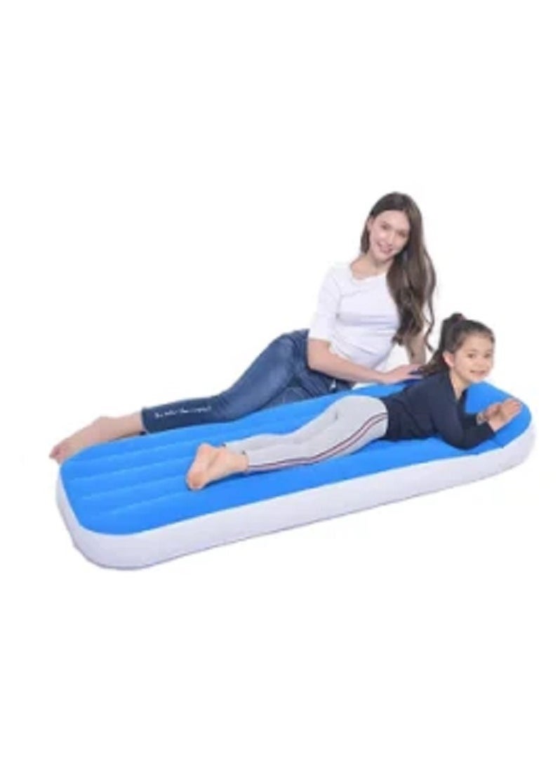 FULL JOY - Inflatable Air Mattress Blow Up Flocked Air Bed for Kids 157cm*66cm*23cm,BLUE - Image 1