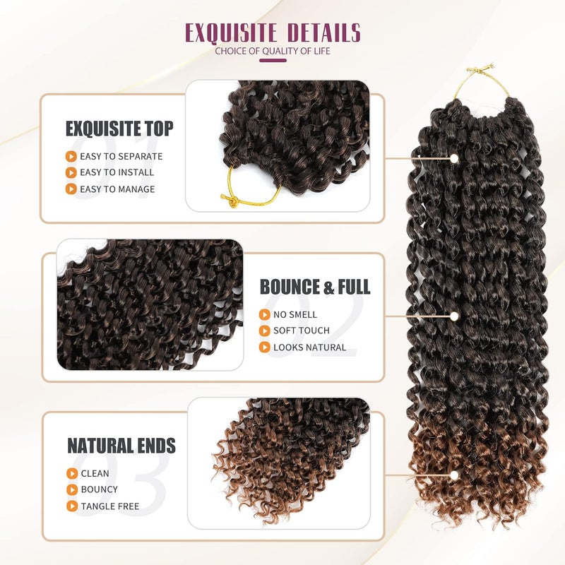 Dansama 6 Packs Passion Twist Hair Water Wave Braiding Hair for Butterfly Style Crochet Braids Bohemian Hair Extensions (12inch, T1B/30, Economy Pack) - Image 4