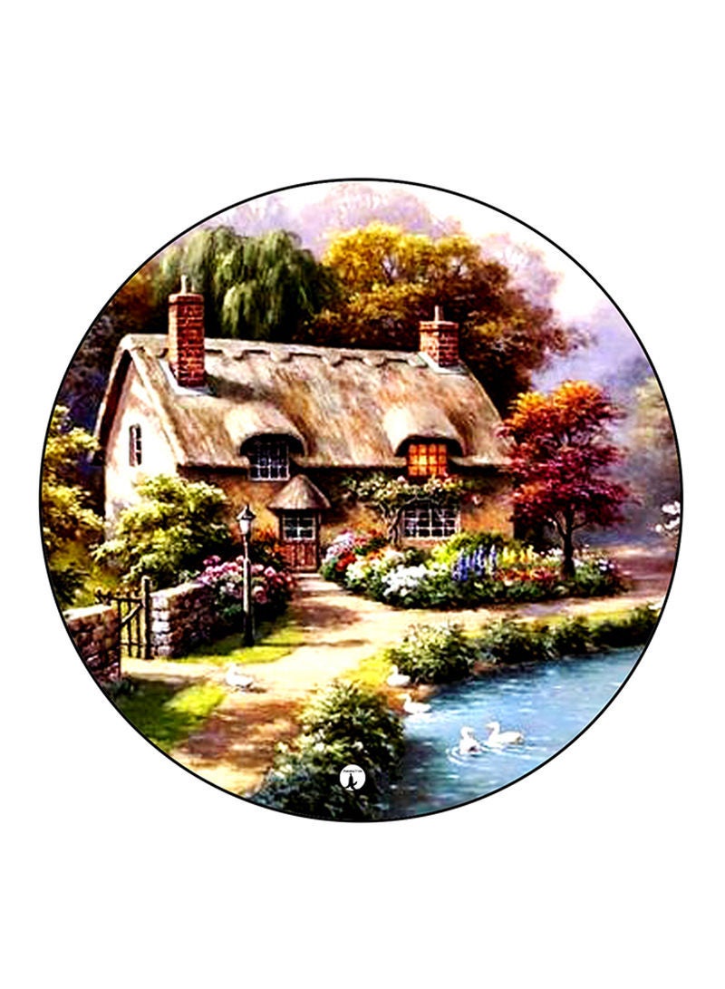RKN House Printed Mouse Pad  Round  Multicolour