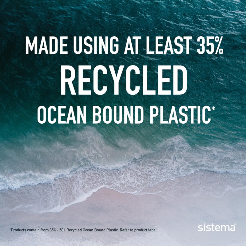 sistema صندوق غداء مكعب سيستما المصنوع من البلاستيك المعاد تدويره من المحيط | صندوق غداء مربع سعة 1.25 لتر مع وعاء زبادي/فاكهة | خالي من BPA مصنوع من البلاستيك المعاد تدويره | لون أزرق أو أخضر (اللون غير قابل للاختيار) | 1 قطعة - Image 3