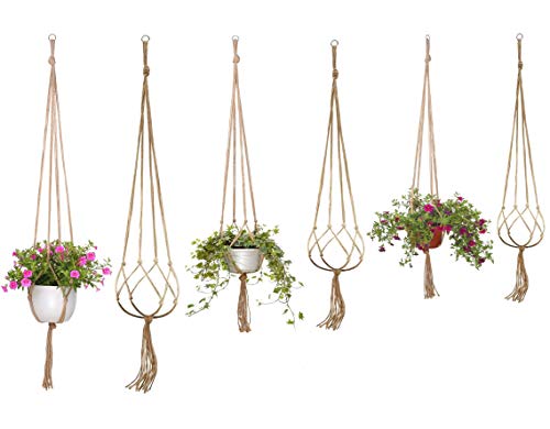 Onwon Macrame Plant Hanger Basket Liners with Country Style Natural Jute, Elegant for Home Garden, Patio and Office, - Image 1