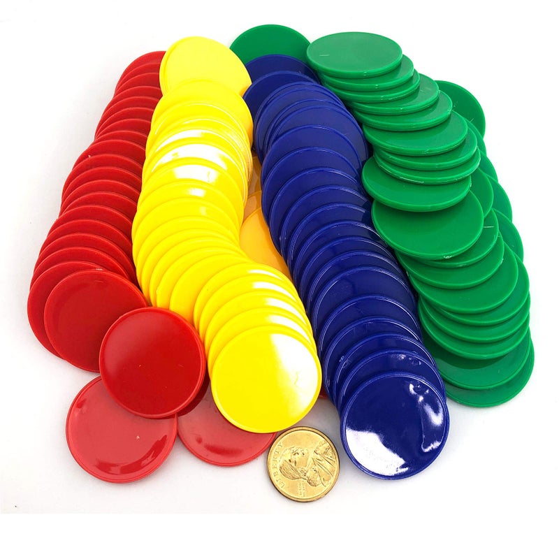 Smartdealspro Set of 100 1 1/2 Inch Opaque Poker Chips Plastic Learning Counters Game Tokens with Storage Box (4-Colors) - Image 1