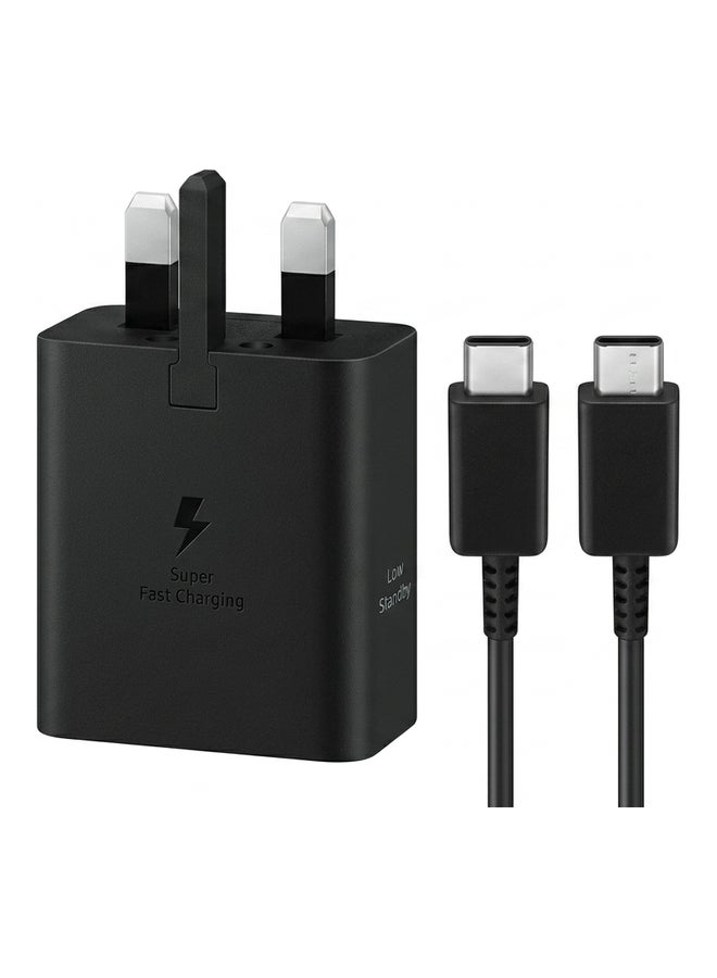 Samsung 45W Super Fast Charging USB‑C Power Adapter with 1.8 m USB‑C to USB‑C Cable - Black - Image 1