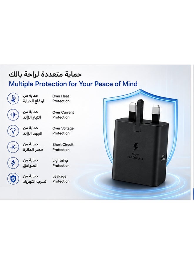 Samsung 45W Super Fast Charging USB‑C Power Adapter with 1.8 m USB‑C to USB‑C Cable - Black - Image 4