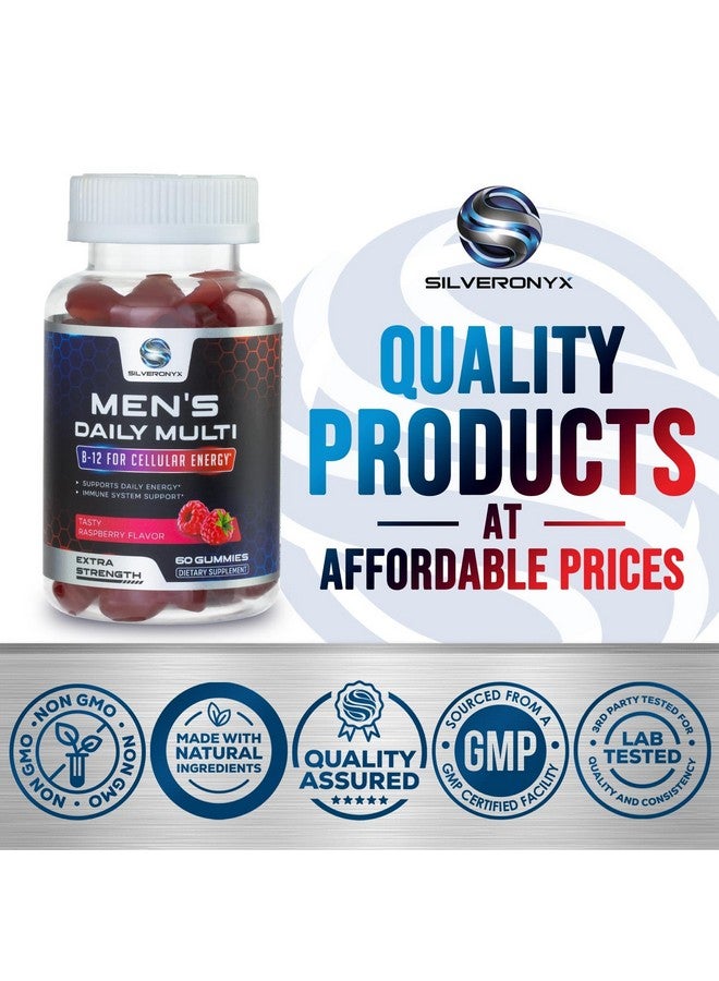 SilverOnyx Men Multi Vitamin Gummy - Multi-Vitamin for Men Daily Nutritional Support with Vitamins A, C, D, E, B12, Zinc, Folate, Biotin & More - Focus, Energy, Memory & Immune Health Support - 60 Gummies - Image 4