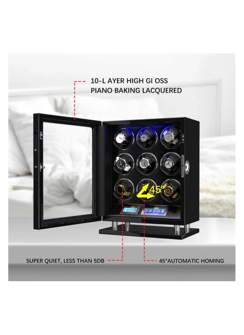 DUKWIN - Dukwin 9 Watch Winder Fingerprint Switch Ultra Quiet Motors Large Watch Automatic Rotator - Image 1