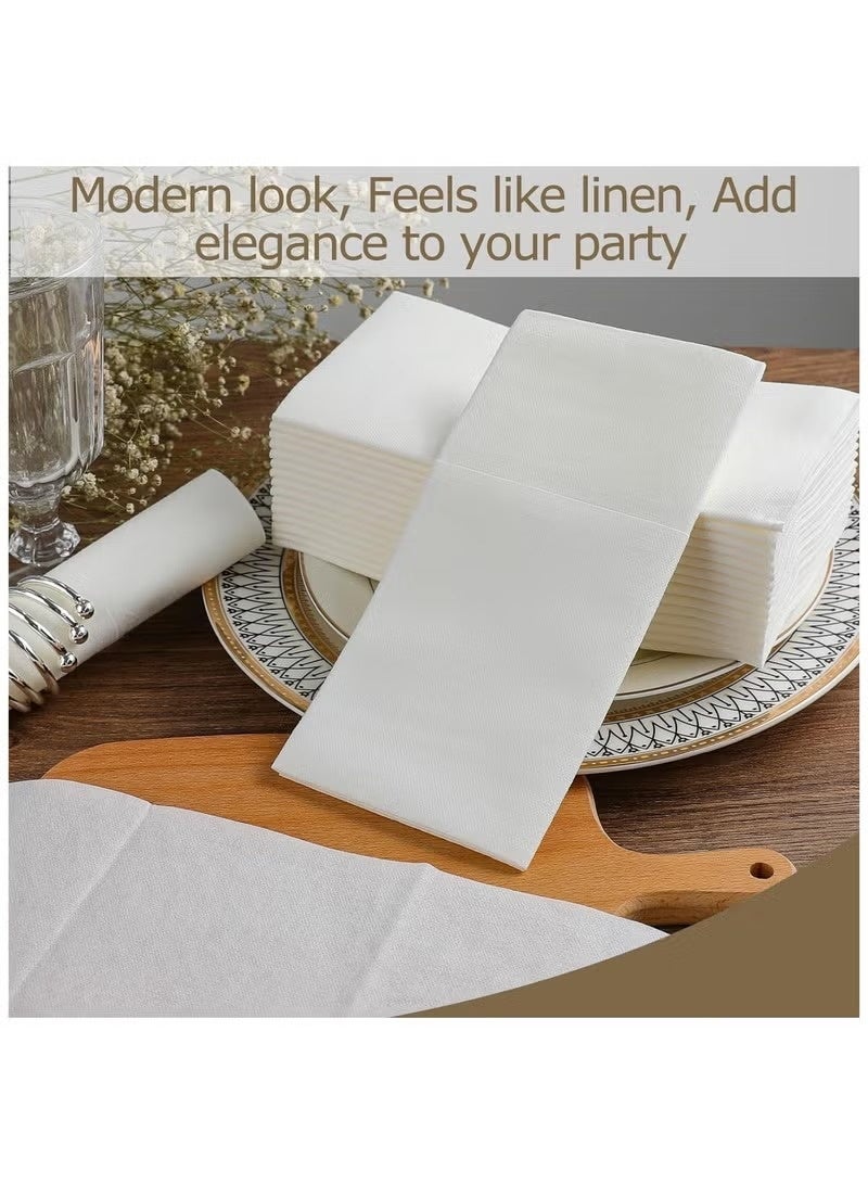 JOGAMS 50Pcs Disposable Cloth Like Napkins Built in Flatware Pocket Wedding Party Linen Feel White Napkin Prefolded for Silverware 16 x 16 Inch - Image 5