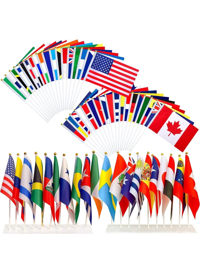 HOMESTAR 48PCS World Cup Hand Held Flags Set - World Cup Small Flag Stick Flag, Cheering Support Props, For Match Day Cheering, Party Decorations Supplies For Parades, World Cup, Festival Events, International Festival, 14x21cm - Image 1