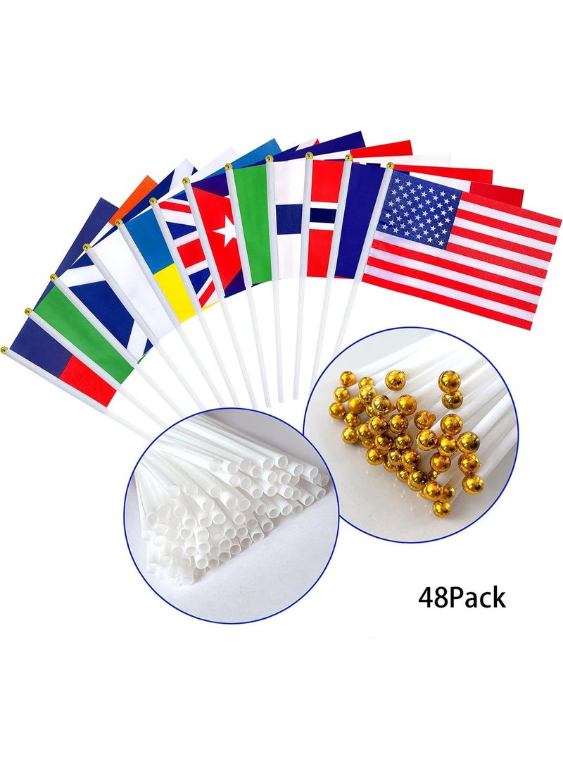 HOMESTAR 48PCS World Cup Hand Held Flags Set - World Cup Small Flag Stick Flag, Cheering Support Props, For Match Day Cheering, Party Decorations Supplies For Parades, World Cup, Festival Events, International Festival, 14x21cm - Image 3