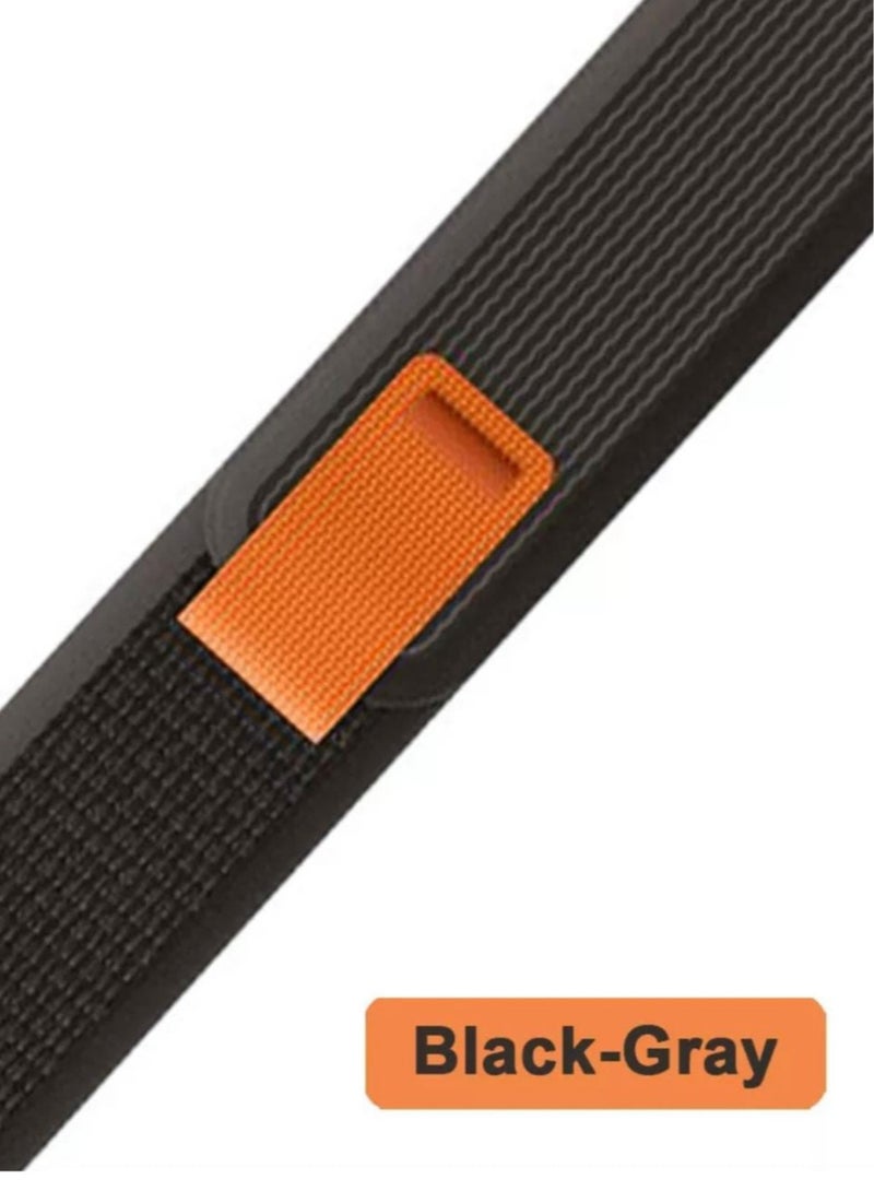 Nylon Replacement Band Compatible with Apple Watch Series Ultra/Ultra 2, 49mm, Black & Gray - Image 2
