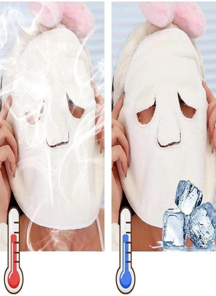 XVersion Face Heat Therapy Towel, Hot Cold Facial Steamer Towel, Hot Compress, Reusable Beauty Care Towel with Moisturizing Benefits, 2-Piece Set with Scraper  - Image 4