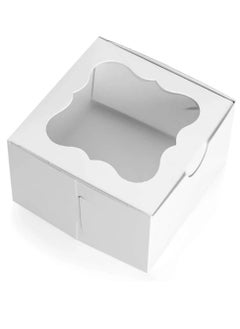 Premify 20 Cardboard White & Brown Bakery Boxes with Clear Window,(4x4x2.5inch) SQUARE Kraft PAPER GIFT Pie Cookie BAKERS Cake Box with Natural Disposable Storage, Transport Of Your Creations  - Image 3