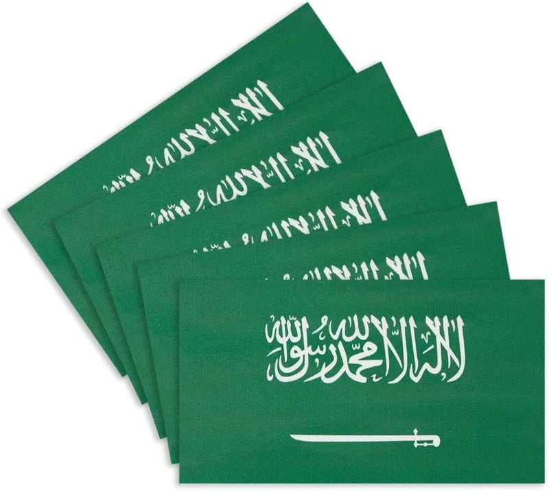 CANTENDO 5 قطع ملصق علم المملكة العربية السعودية - ملصقات سيارة من الفينيل العاكسة لعلم المملكة العربية السعودية - ملصق مقاوم للماء لنافذة السيارة والمصد (2.5 × 4.5 بوصة) - Image 1