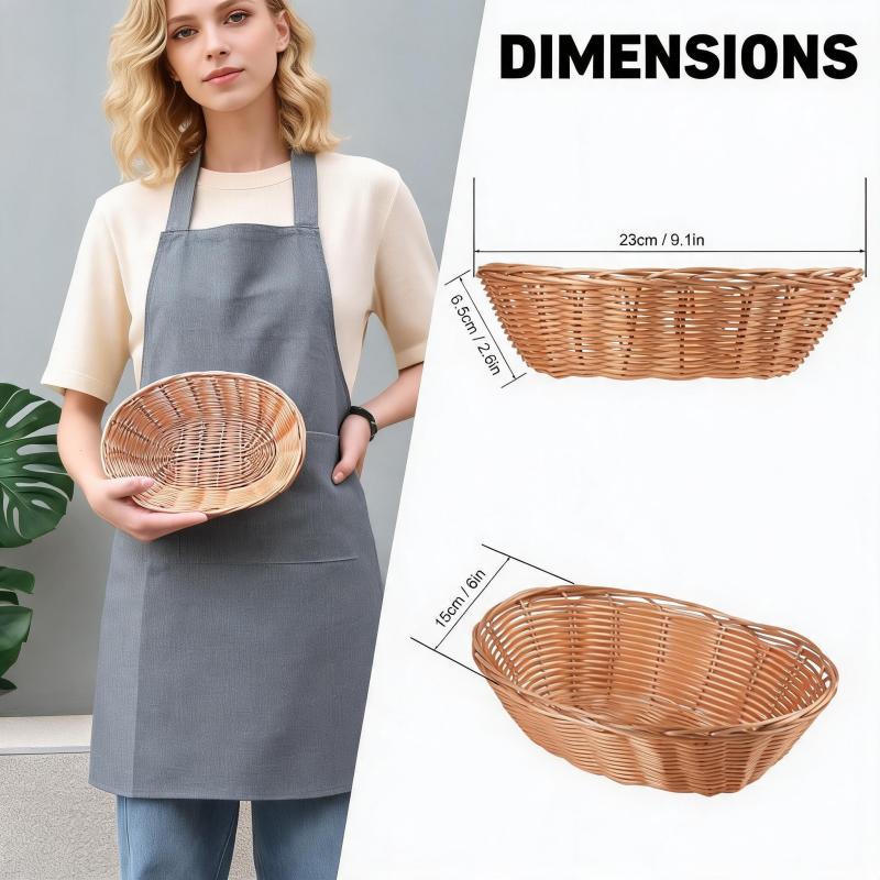 Woven Storage Baskets: 30 Brown Oval Polyethylene Baskets - Durable Construction Ventilated Open-Weave Design - Decorative Storage Baskets for Home Restaurant Pantry Party Use - Image 2