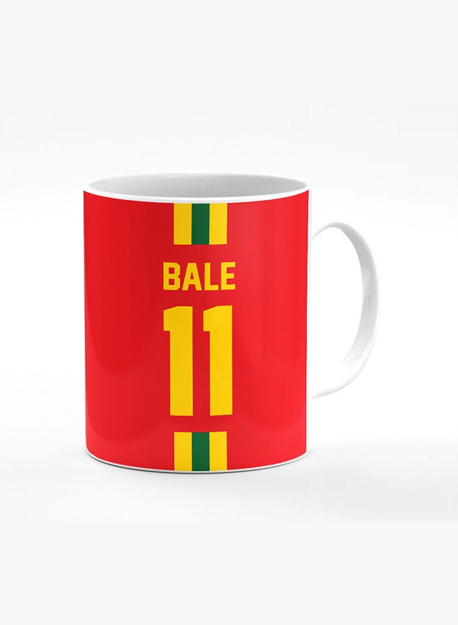 Stylizedd Designer Printed Coffee Mug with Heavy Duty Handle 11oz Ceramic Personalised Gift Mugs Cup [Microwave Safe & Dishwasher Proof] -Football Team - Wales Player Name - Bale - Image 1