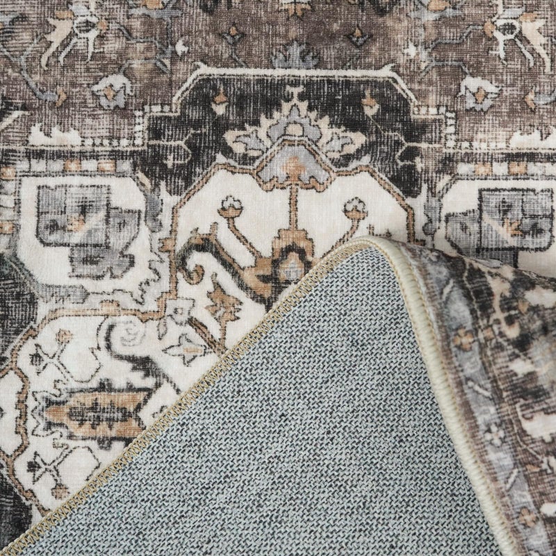 RUUGME Washable Kitchen Runner Rug 2x6 - Hallway Rugs Low Pile Entryway Carpet Vintage Soft Non-Slip Stain Resistant Indoor Floor Distressed Mat Home Decor for Bedside Bathroom Entrance(Beige/Blue/Grey,2x6) - Image 4
