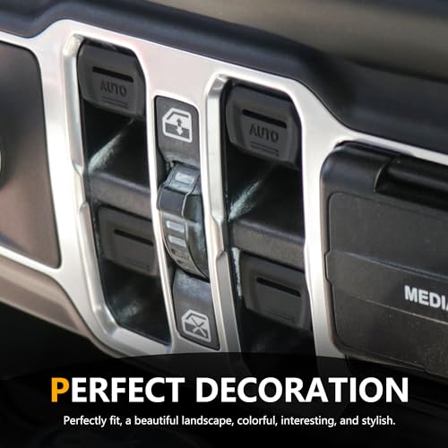RERPRO Center Console Window Button Switch Cover Trim Compatible with 2018-2024 2025 Jeep Wrangler JL 2/4 Door 4XE Gladiator JT Interior Accessories Paint Guard Decoration ABS Blade Matte Black - Image 4